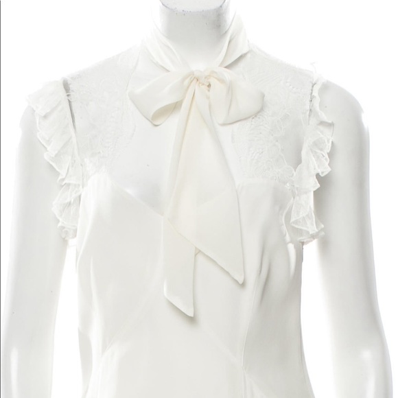 Cinq a Sept Silk Mini Lace Ruffle White Dress - Picture 9 of 13